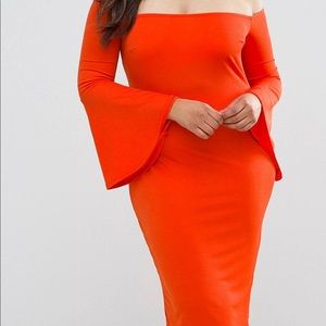 Orange bell sleeve dress